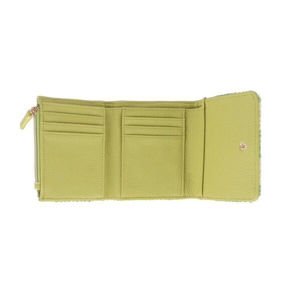 Buxton Women's Striped Straw Vegan Leather Medium Trifold - Picture 2 of 4